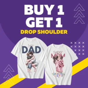 Drop Shoulder T-Shirt with DTF Print Combo