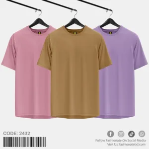 100% Cotton Blank T-Shirt C-2432 - Regular Fit - Combo Offer