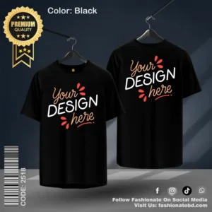 Black Basic Custom T-Shirt – 100% Cotton, Regular Fit