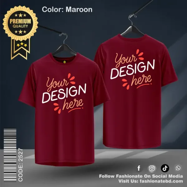 Maroon Basic Custom T-Shirt – 100% Cotton, Regular Fit