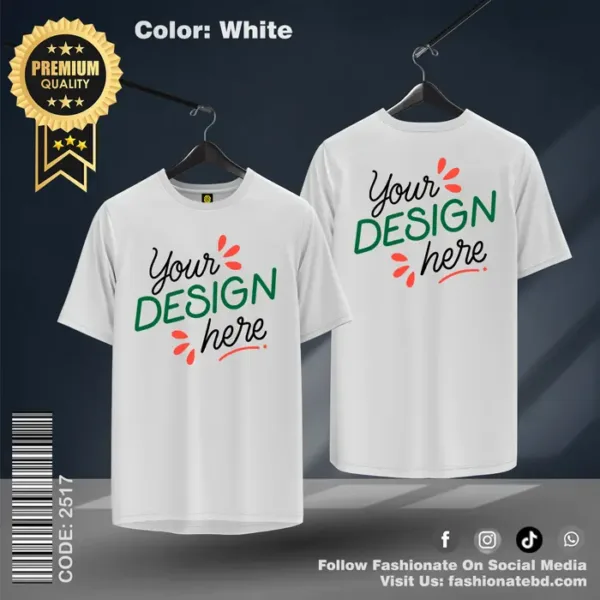 White Basic Custom T-Shirt – 100% Cotton, Regular Fit