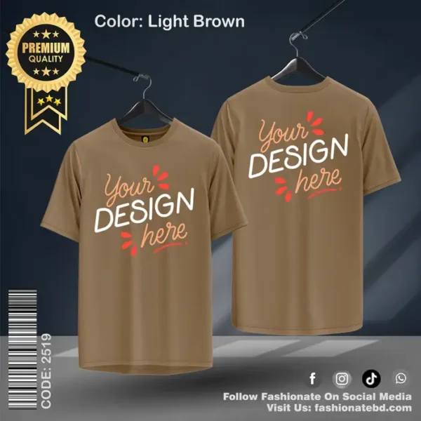 Light Brown Basic Custom T-Shirt – 100% Cotton, Regular Fit