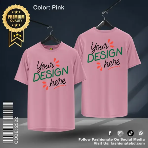 Pink Basic Custom T-Shirt – 100% Cotton, Regular Fit