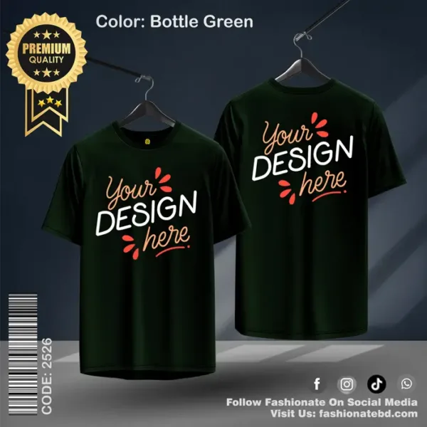 Bottle Green Basic Custom T-Shirt – 100% Cotton, Regular Fit