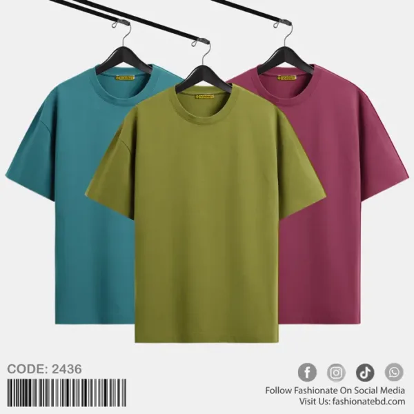 Mens Premium Solid Drop Shoulder T-Shirt C-2436 Combo Offer