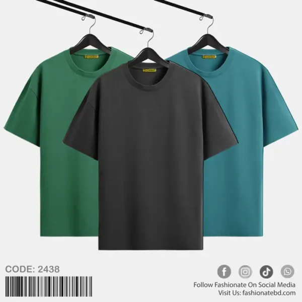 Mens Premium Solid Drop Shoulder T-Shirt C-2438 Combo Offer