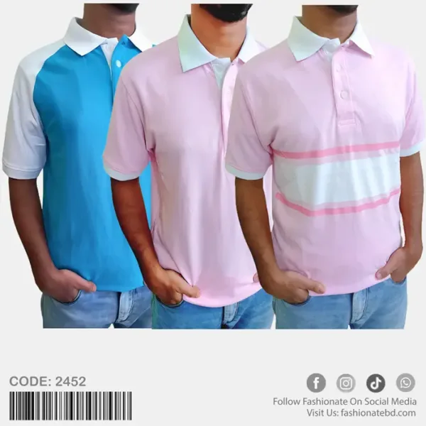 Premium Mens PK Cotton Polo Shirt C-2452 Combo Offer