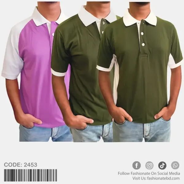 Premium Mens PK Cotton Polo Shirt C-2453 Combo Offer