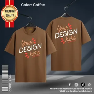 Coffee Drop Shoulder Custom T-Shirt – Cotton, Baggy Fit