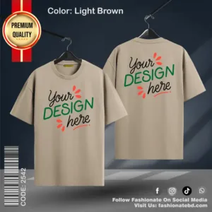 Light Brown Drop Shoulder Custom T-Shirt – Cotton, Baggy Fit