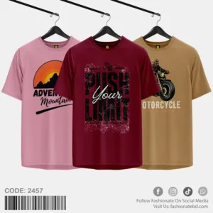 100% Cotton Printed T-Shirt C-2457 - Regular Fit - Combo Offer