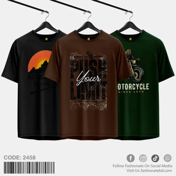 100% Cotton Printed T-Shirt C-2458 - Regular Fit - Combo Offer