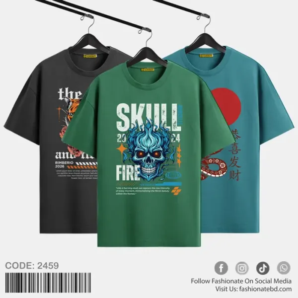 Mens Premium Printed Drop Shoulder Tee C-2459 - Combo Offer