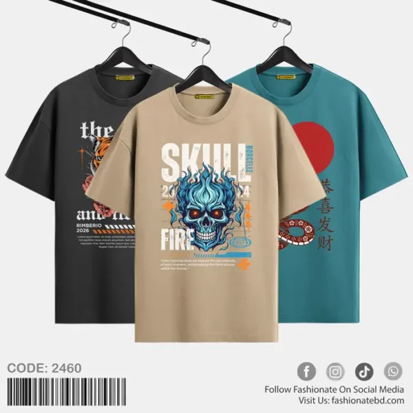 Mens Premium Printed Drop Shoulder Tee C-2460 - Combo Offer